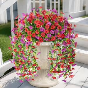 lot 6909 image: Hrobek 4 PCS Artificial Fake Hanging Flowers Plants for Outdoor Decoration