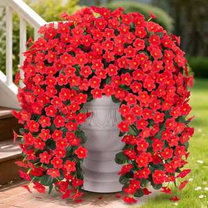 lot 6911 image: HyeFlora Artificial Hanging Plants, 2-Pcs Faux Silk Daisies, UV-Resistant