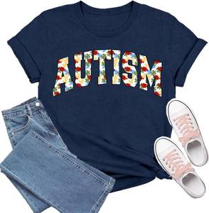 lot 6924 image: Women Autism Awareness Shirt Autism T-Shirt Mental Health Tee Tops L