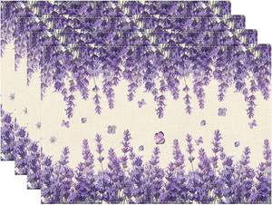lot 6937 image: XCHI Watercolor Lavender Butterfly Placemats Set of 4, 12x18 in