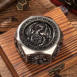 lot 6945 image: DND Dice Set, 8-Side Metal Spinner Dice with 3D Monster Relief