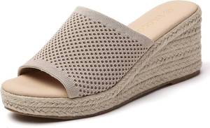 lot 6966 image: Tilocow Knit Espadrilles Wedges for Women Slip-On Platform Sandals 10