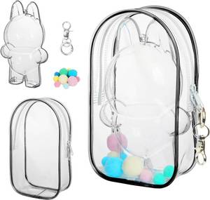 lot 6971 image: 2PCS Clear Figure Display Bags for LABU Blind Box Dolls, Hanging Case