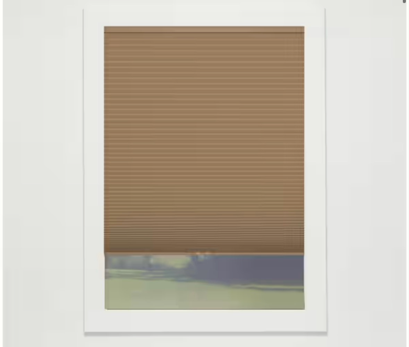 lot 5704 image: Cut-to-Width Latte Cordless Blackout Eco Polyester Honeycomb Cellular Shade 72 in. W x 64 in. L - Retail $0