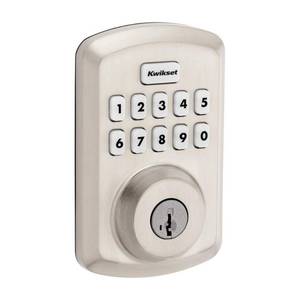 lot 5985 image: Kwikset 250 TRS 15 SMT Power Keyless Entry Deadbolt  Satin Nickel - Quantity 1 - Retail $86