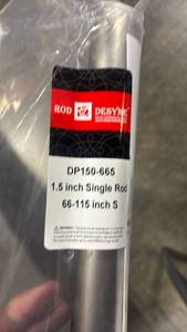 lot 5987 image: single curtain rod package labeled model DP150-665, featuring a 1.5-inch diameter and an adjustable length of 66 to 115 inches - Retail $0