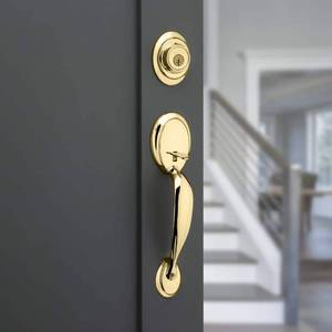 lot 5996 image: Kwikset Dakota Sgl Cyl Handleset wTylo Knob Featuring Smartkey� in PB - Retail $210