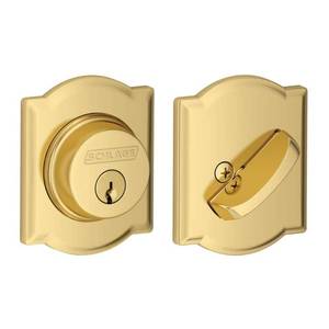 lot 6010 image: Schlage B60CAM605 Single Cylinder Keyed Entry Grade 1 Deadbolt - Brass - Retail $69