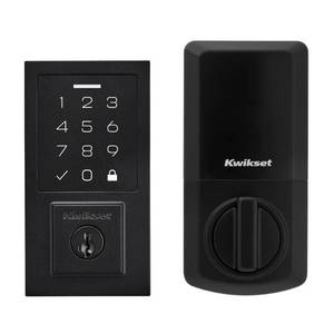 lot 6025 image: 270 CNT 514 SMT RBP RCALFD Contemporary Smartcode Touchpad Deadbolt - Matte Black - Retail $160