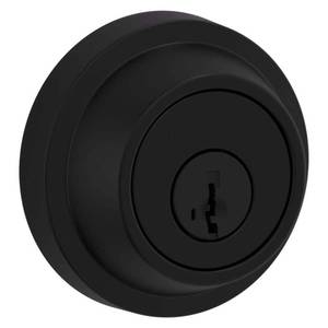 lot 6036 image: Round Matte Black Single Cylinder Deadbolt Featuring SmartKey Security - Retail $29