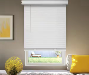 lot 6055 image: 2 cordless faux wood blind white 36.5x72 - Retail $0