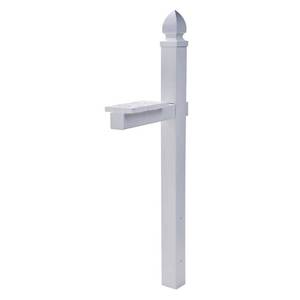 lot 5077 image: Architectural Mailboxes Whitley 4x4 Slip Over Plastic  Mailbox Post in White - Retail $86