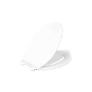 lot 6092 image: Joist Elongated Front, Soft Close Toilet Seat with Grip Tight Bumpers in White - Retail $27