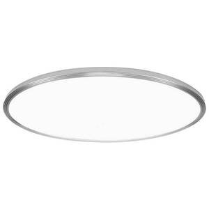 lot 6110 image: 32 in. 3500 Lumen Dim Oval Black or Nickel Trim Ring Integrated LED Flat Panel Flush Mount Light, Selectable 5CCT - Retail $99