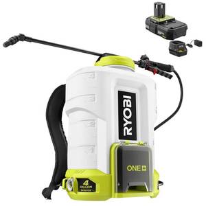 lot 6125 image: ONE 18V Cordless Battery 4 Gal. Backpack Chemical Sprayer with 2.0 Ah Battery and Charger - Retail $268