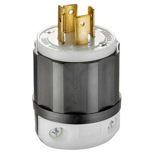 lot 6134 image: 2-PK Leviton 20 Amp 125250-Volt Locking Plug  Black and White 2411-CS - Retail $33