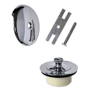 lot 6181 image: Danco Universal Lift and Turn Bath Drain Trim Kit with Overflow Plate  Chrome (88966) - Retail $197