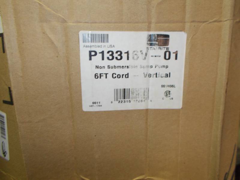 lot 2183 image: Sta-Rite Vertical Non Submersible Stump Pump P13316V-01