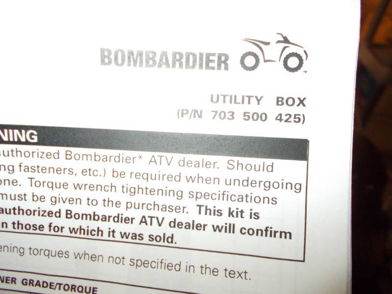 lot 2270 image: Bombardier ATV utility bed 703-500-425