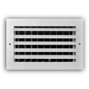 lot 6209 image: 10 in. x 6 in. 1-Way Aluminum Adjustable Curved Blade WallCeiling Register in White - Retail $37