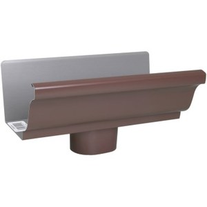 lot 6211 image: Amerimax   2508019 Style K Aluminum Gutter End Piece wOutlet, Brown   5 - Retail $12