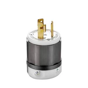 lot 6212 image: 30 Amp 250-Volt Locking Plug, Black and White 2621-CS - Retail $37