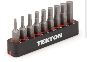 lot 6216 image: TEKTON 14 Inch Hex Bit Set, 9-Piece  DZX930022 - 6 mm, Bit Rail - Retail $0