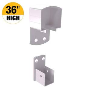 lot 6219 image: 6-pack 2 in. H x 3 in. W Aluminum Deck Railing Wall Mount Bracket Kit for 36 in. high system White - Retail $25