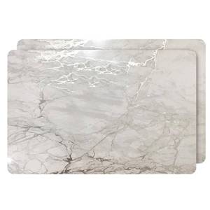 lot 6233 image: Dainty Home Marble Cork Metallic Print Rectangle Set of 2 Placemats in Silver - Retail $35