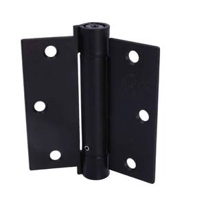 lot 6245 image: 4 in. Square Radius Matte Black Spring Adjustable Door Hinge - Retail $22