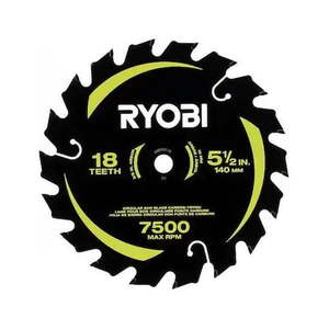 lot 6255 image: Ryobi 5-12 in. 18T Thin Kerf Carbide Circular Saw Blade A065101-3 Pack - Retail $30