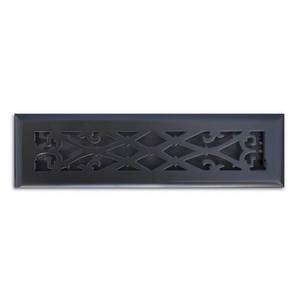 lot 6287 image: 2 in. x 12 in. Elegant Scroll Floor Register in Matte Black - Retail $36