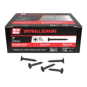 lot 6297 image: Grip-Rite No. 6 x 1 in. L Phillips Drywall Screws 1 lb. 289pc - Retail $84