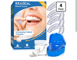 lot 6299 image: Mouth Guard for Grinding Teeth at Night Moldable Dental Guard for Sleeping - Nighttime Protection for Teeth with 12 Cleaning Tablets - Retail $0