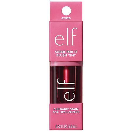 lot 159 image: e.l.f. Sheer For It Blush Tint - Buildable Stain For Lips  Cheek - Left on Red - 0.22 fl oz Paraben-Free Liquid - Retail $10