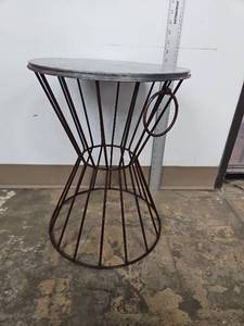 lot 1004 image: Wire Frame Side Table with Galvanized Metal Top 16 inch
