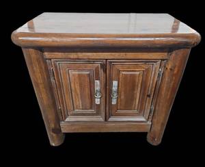 Wood Cabinet with Two Doors and Metal Handles