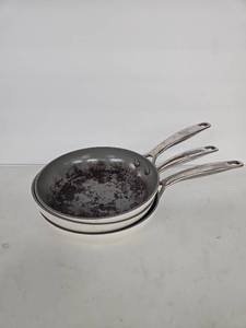 lot 1033 image: Lot of 3 Green Pan Original Fry Pans with Magneto2 Induction Technology