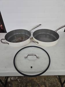 lot 1036 image: Lot of 2 12 Green Pan Original Cookware Skillets with Magneto2 Induction Technology 2 Pans 1 Lid