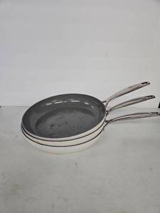 lot 1038 image: Lot of 3 Green Pan Original Fry Pans 12 with Magneto Induction Technology