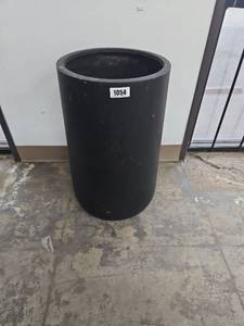 lot 1054 image: Black Cylindrical Planter Pot 23 inches tall 13 inches diameter