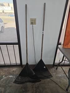 lot 1069 image: Lot of 2 Bluehawk Leaf Rake Wood Handles