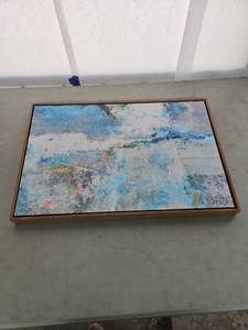 lot 1074 image: Abstract Framed Wall Art with Wood Frame 24in x 16in
