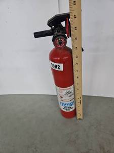 lot 1092 image: Red Fire Extinguisher with Pressure Gauge and Black Handle