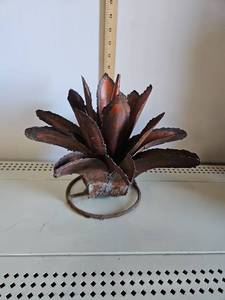 lot 1109 image: Decorative Metal Flower Sculpture with Base Approximately 9 Inches Tall