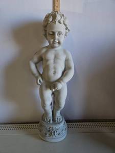 lot 1112 image: Cherub Putto Figurine Statue with Decorative Base Approximately 28 Fountain Ready Appears Unused