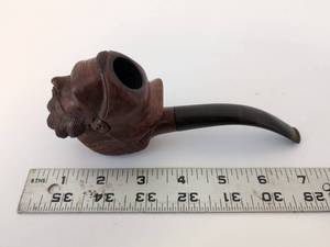 lot 2001 image: Carved Bearded Man Head Tobacco Pipe with Black Stem