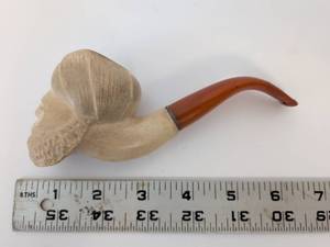 lot 2006 image: Carved Meerschaum Pipe with Bearded Man Head and Bent Stem