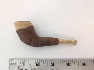 lot 2027 image: Smoking Pipe Bowl with Leather Wrap Stem
