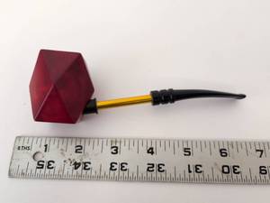 lot 2032 image: Red Hexagonal Tobacco Pipe with Yellow and Black Stem